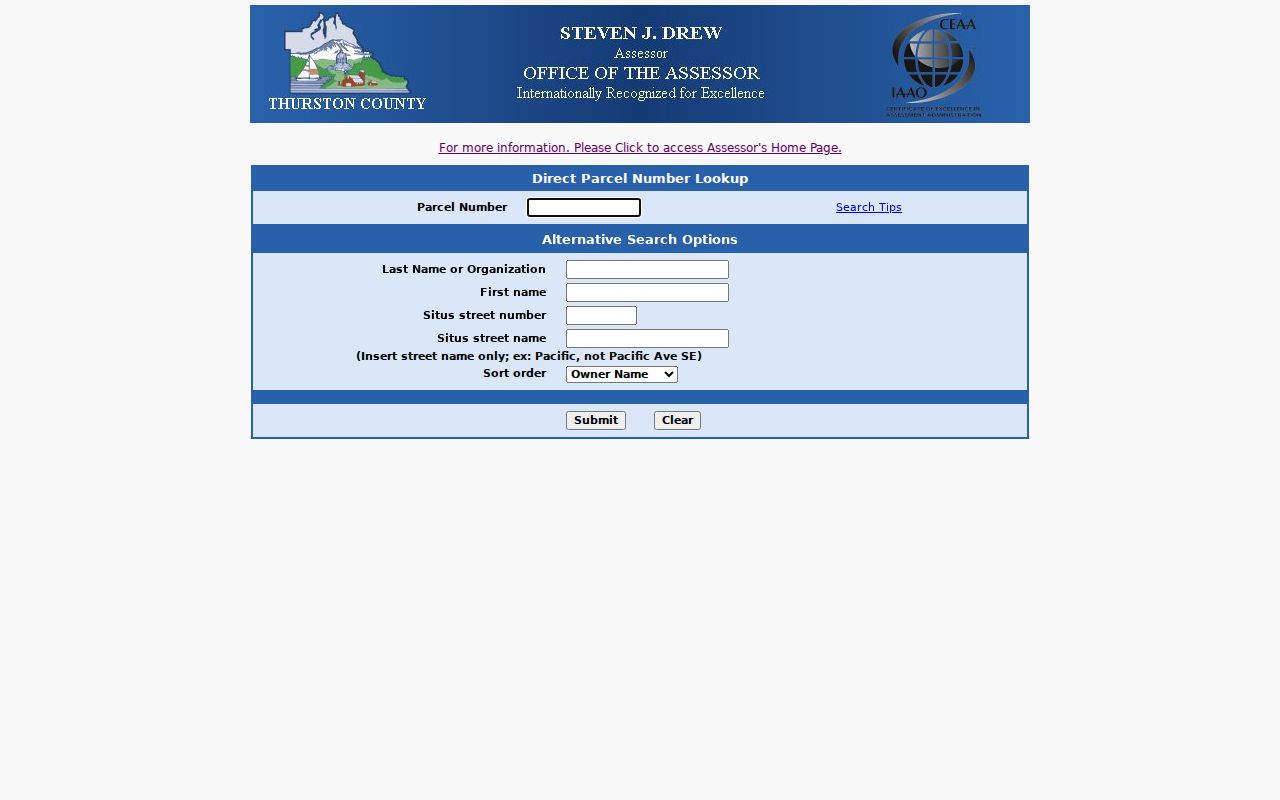 Olympia people search A Plus owner and parcel fields