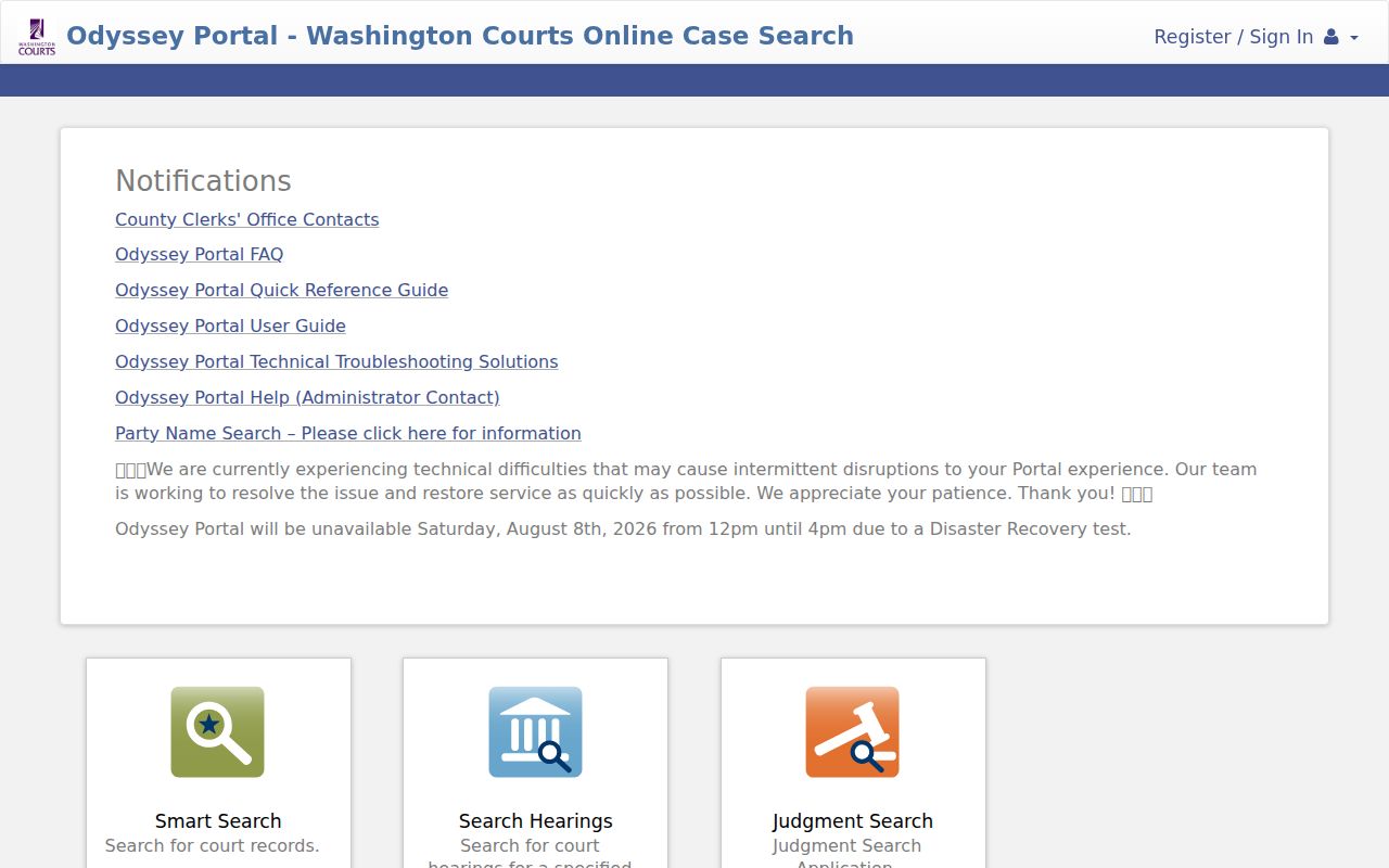 Olympia people search Superior Court Odyssey portal
