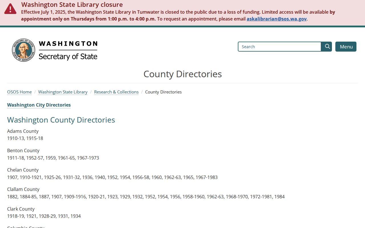 Olympia people directories Washington State Library Thurston directory years