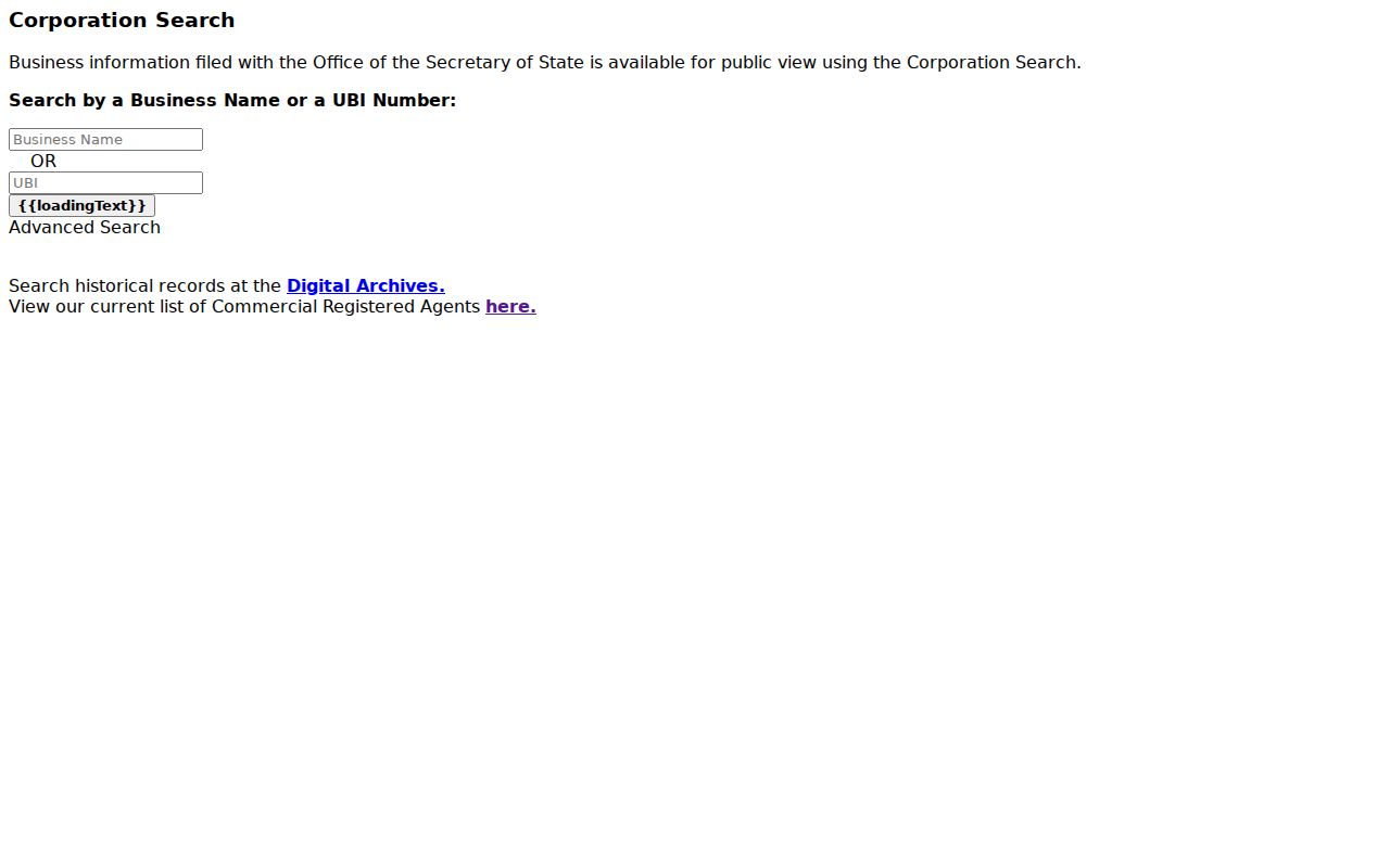 Olympia public records business name and UBI search