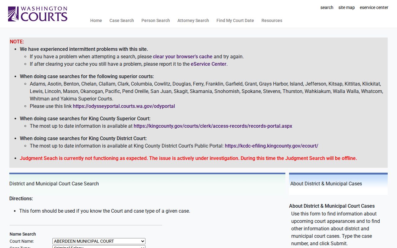 Olympia public records limited-jurisdiction court name search